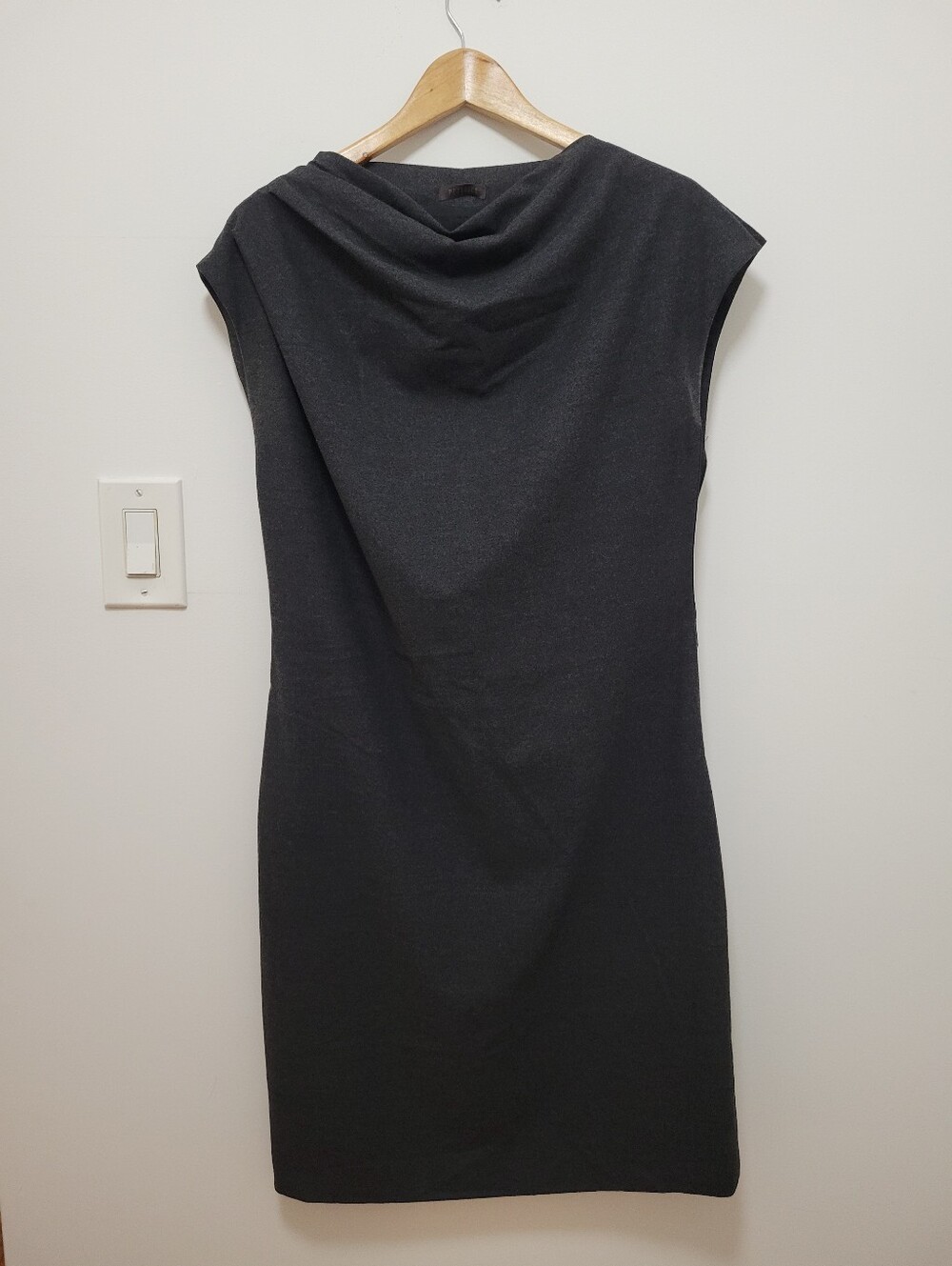 Peserico Dark Gray Cowl Neck Sheath Dress